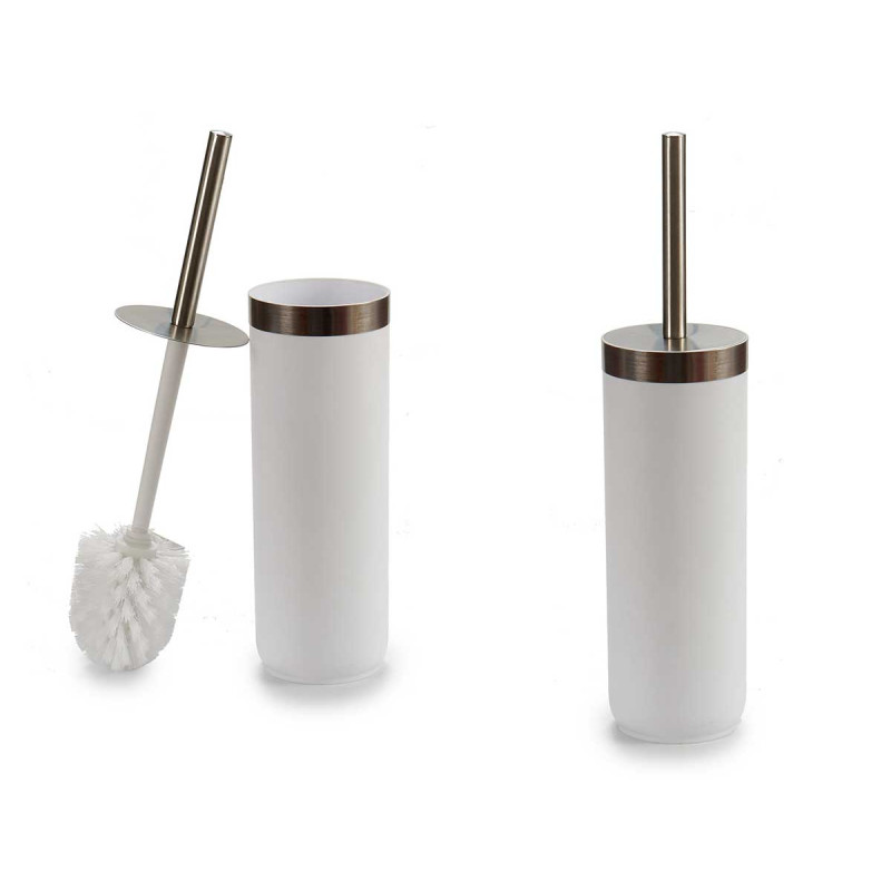 PORTE-BALAI DE TOILETTE BLANC ARGENTÉ