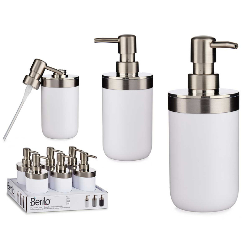 DISTRIBUTEUR DE SAVON BLANC ARGENTÉ 350ML
