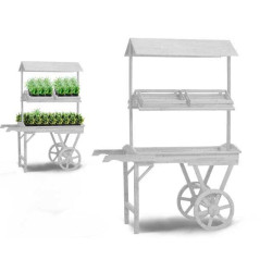WHITE WOODEN EXHIBITOR 4 DRAWERS & ROOF