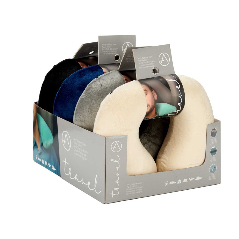 MEMORY FOAM TRAVEL PILLOW DARK COL MIX4