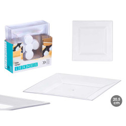 ASSIETTE CARRE PETIT TRANSPARENT 20X20CM