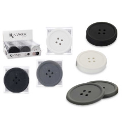 SET 4 SILICON BUTTON COASTER DARK COLOUR