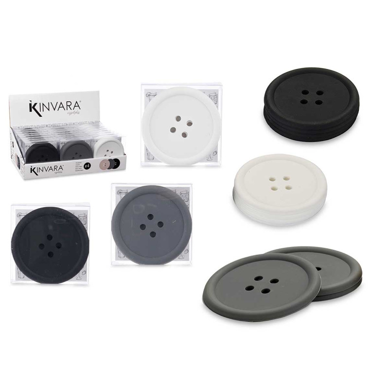 SET 4 SILICON BUTTON COASTER DARK COLOUR