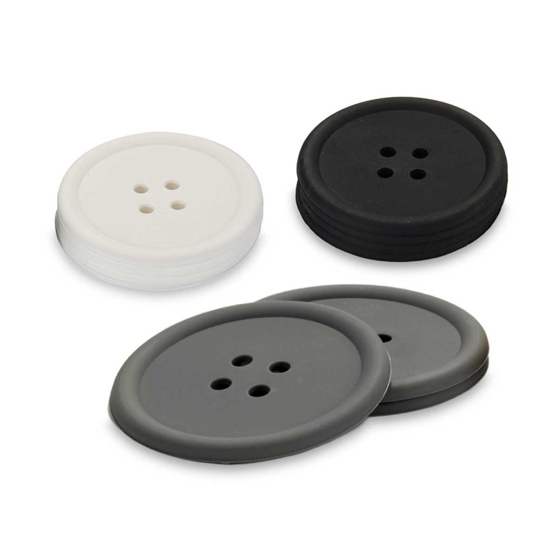 SET 4 SILICON BUTTON COASTER DARK COLOUR