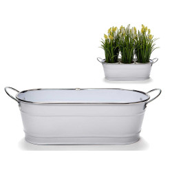 PORTAVASO 2 MANICI BIANCO FILO ARGENTO