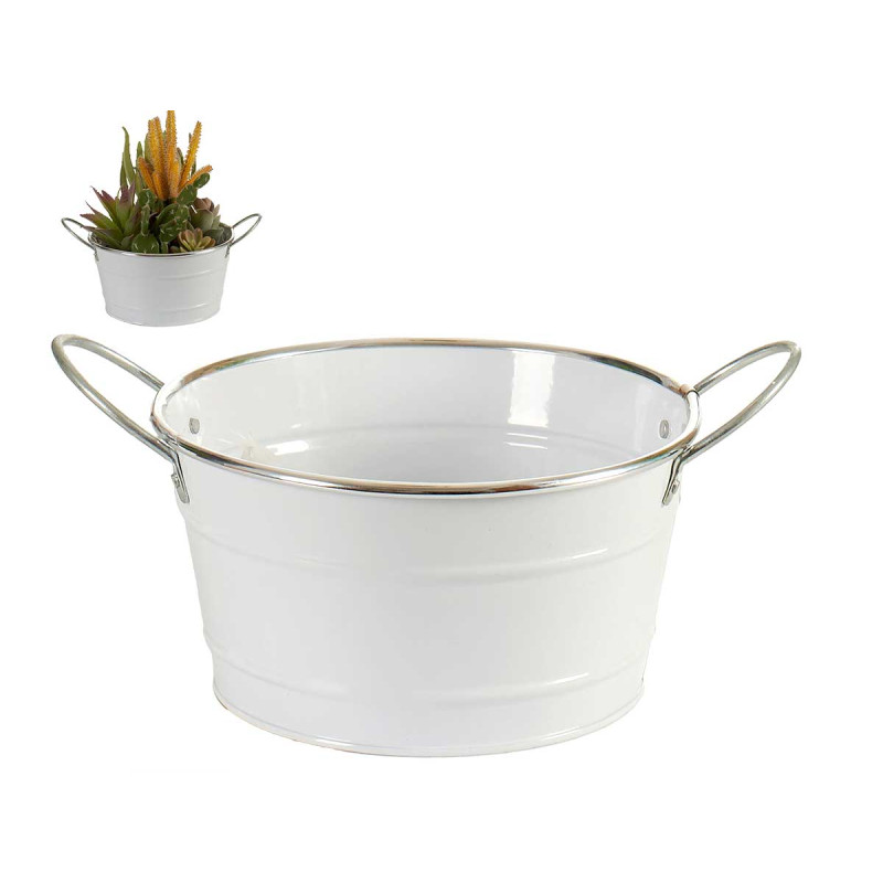 PORTAVASO ROTONDO BIANCO FILO PLATA
