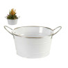 SUPORTE P VASO REDONDO BRANCO FIO PRATEA