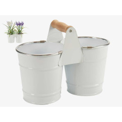 SUPORTE P VASO DUPLO BRANCO FIO PRATEADO