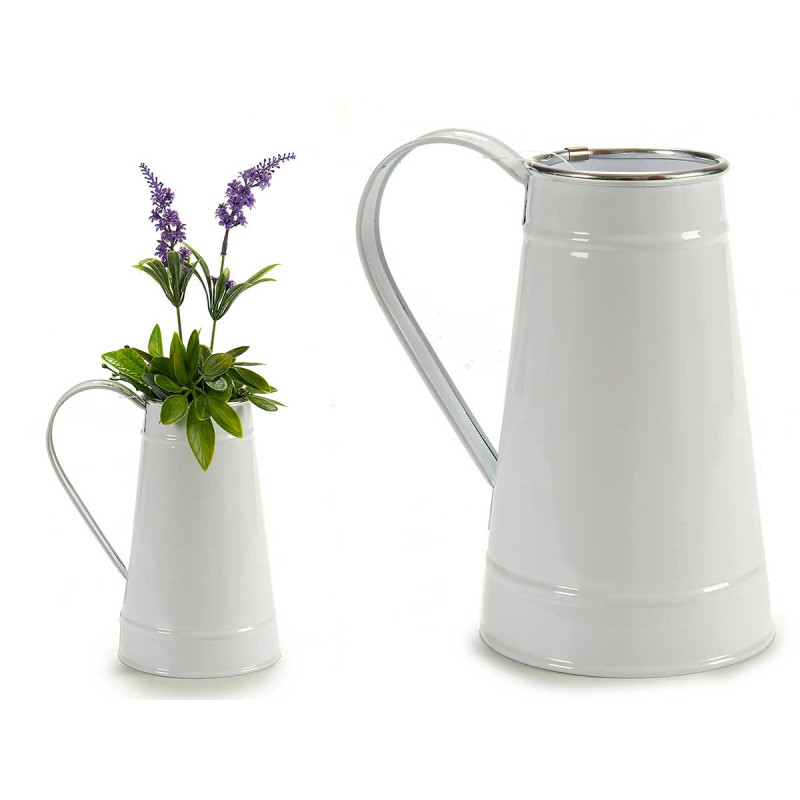 WHITE MILK JAR SILVER EDGE