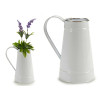WHITE MILK JAR SILVER EDGE