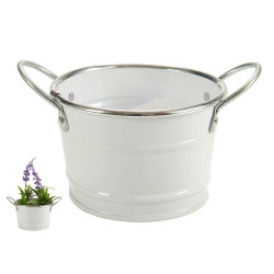 POT DE FLEURS BAS AC ANSES BLANC BORD AR