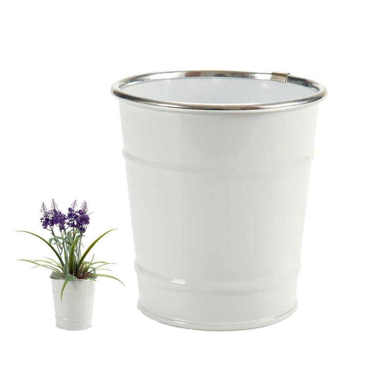 WHITE SMALL BUCKET SILVER EDGE