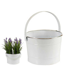 CUBO METAL C ASA BLANCA FILO PLATA