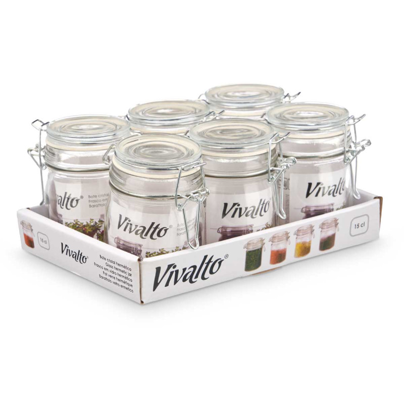 BARATTOLO VETRO ROTONDO CHIUSURA ERMETIC 150ML
