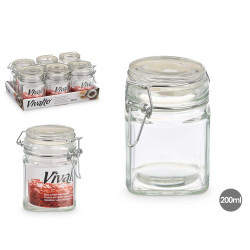FRASCO VIDRO QUADRADO FECHO HERMETICO 200ML