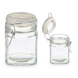 GLASS JAR SQUARE HERMETIC CLOSURE 200ML