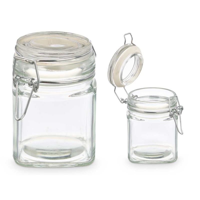 FRASCO VIDRO QUADRADO FECHO HERMETICO 200ML