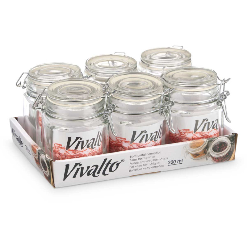 FRASCO VIDRO QUADRADO FECHO HERMETICO 200ML