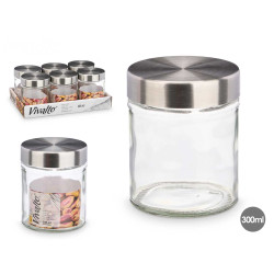 BARATTOLO VETRO ROTONDO COPERCHIO ACCIAI 300ML