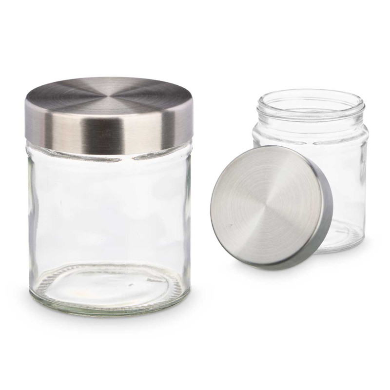 BARATTOLO VETRO ROTONDO COPERCHIO ACCIAI 300ML