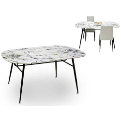 MESA ESTILO MARBEN OVAL PERNAS PRETAS