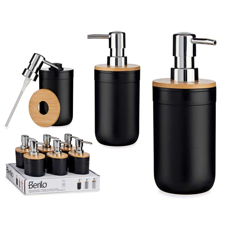 DOSIFICADOR NEGRO CON TAPA BAMBU