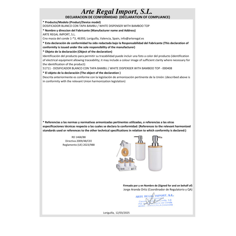 PORTASAPONE DOSIFICATORE BIANCO CON BAMB