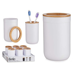 PORTA ESCOVAS BRANCO COM BAMBU
