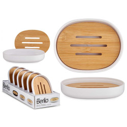 SABONETEIRA BRANCA COM BAMBU