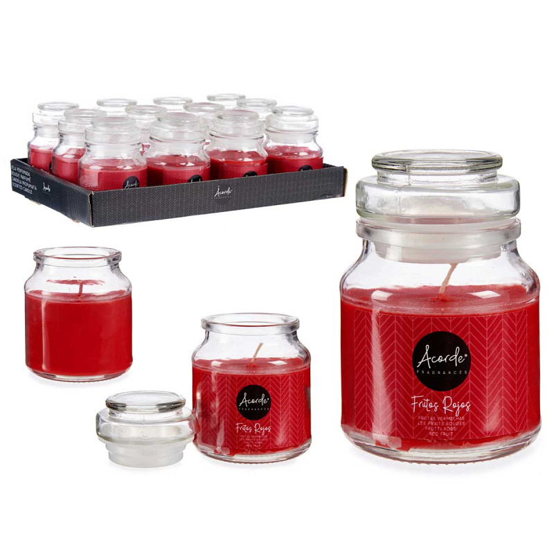 BOUGIE COUVERCLE VERRE FRUITS ROUGES 28H