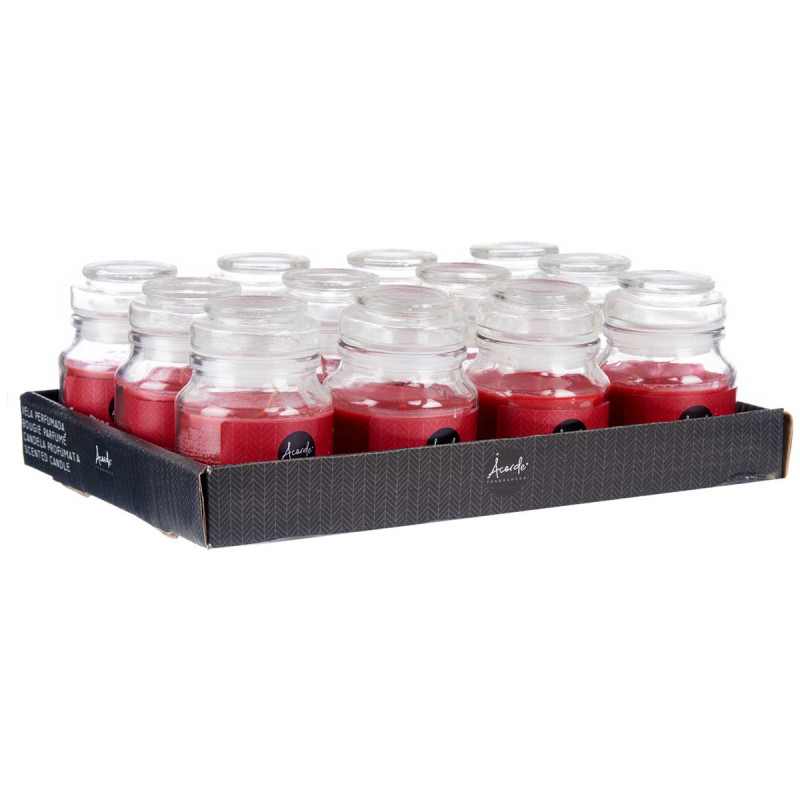 BOUGIE COUVERCLE VERRE FRUITS ROUGES 28H