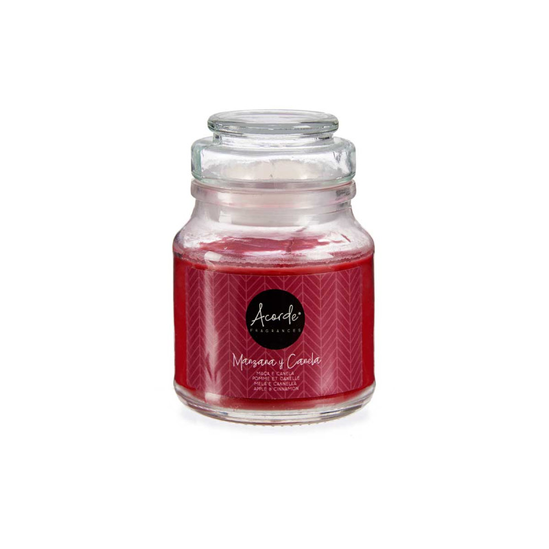 BOUGIE COUVERCLE VERRE POMME CANNELLE 28