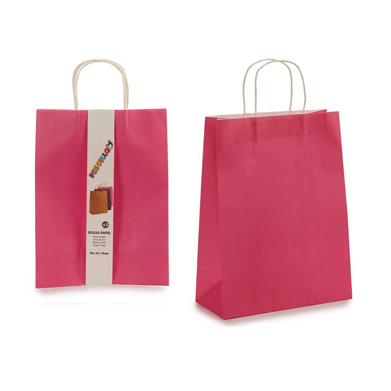 SET OF 2 PAPER BAG BIG PINK COLOR