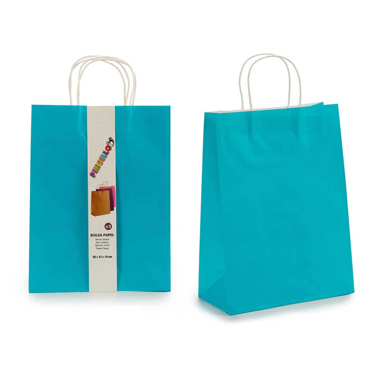 SET 2 BORSE CARTA GRANDE COLORE BLU