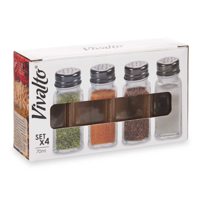 SET 4 POT A EPICES VERRE 70ML