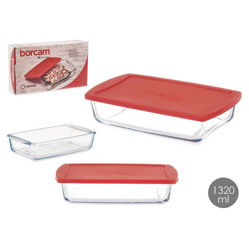 RECTANGULAR TRAY WITH LID BORCAM 1320ML