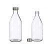 BOUTEILLE VERRE RONDE BOUCHON ACIER 1L