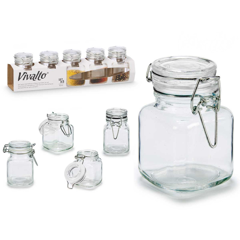 SET 5 TARROS CIERRE HERMETICO 90ML