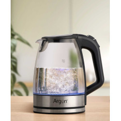 BOUILLOIRE EN VERRE ET ACIER INOXYDABLE 2000W 1,8L