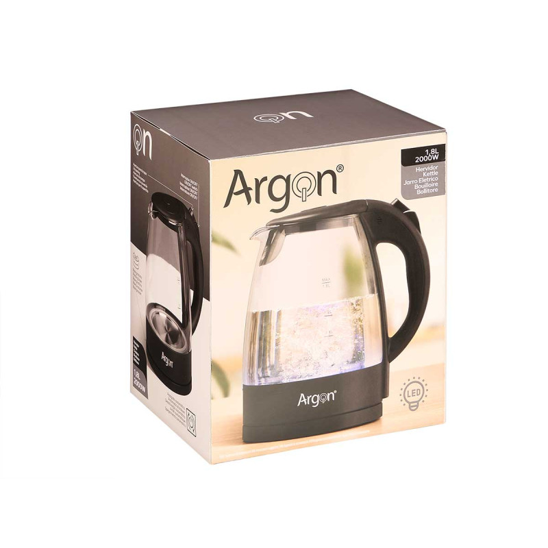 BOUILLOIRE EN VERRE NOIR 2000W 1,8L