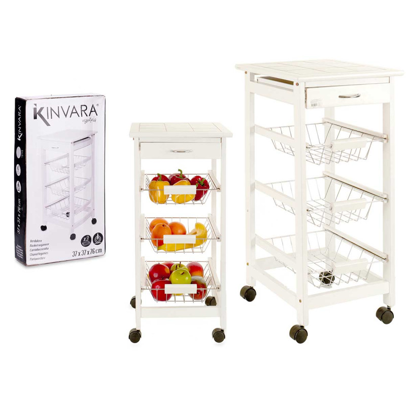 BAC A LEGUMES BOIS METAL 3 ETAGES BLANC