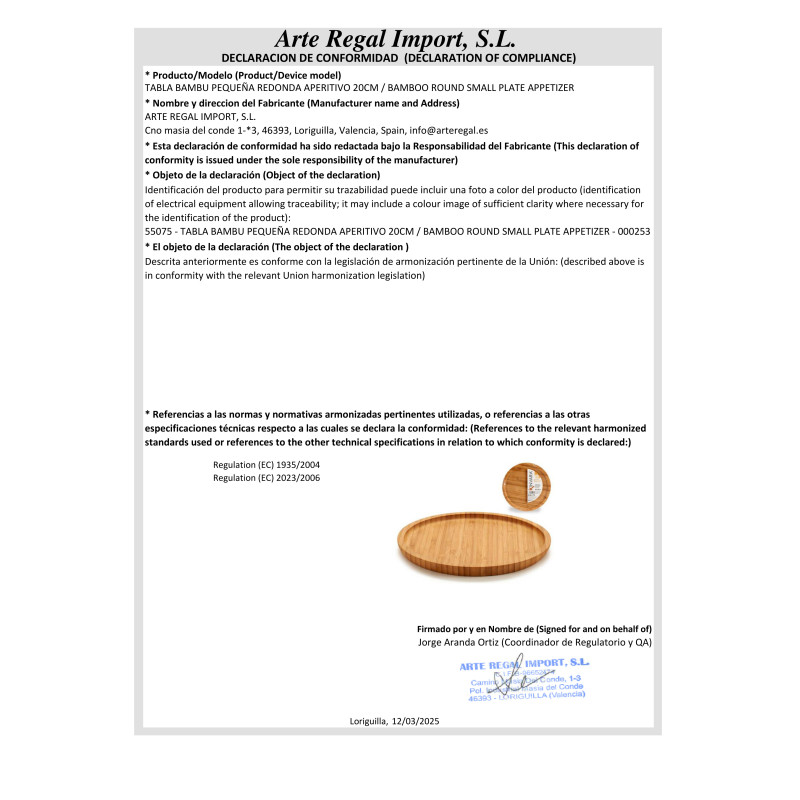 TAGLIERE BAMBU PICCOLO ROTOND APETERITIV