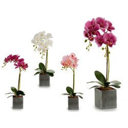 ORQUIDEA VASO QUADR CINZA 51CM SUR 4COR