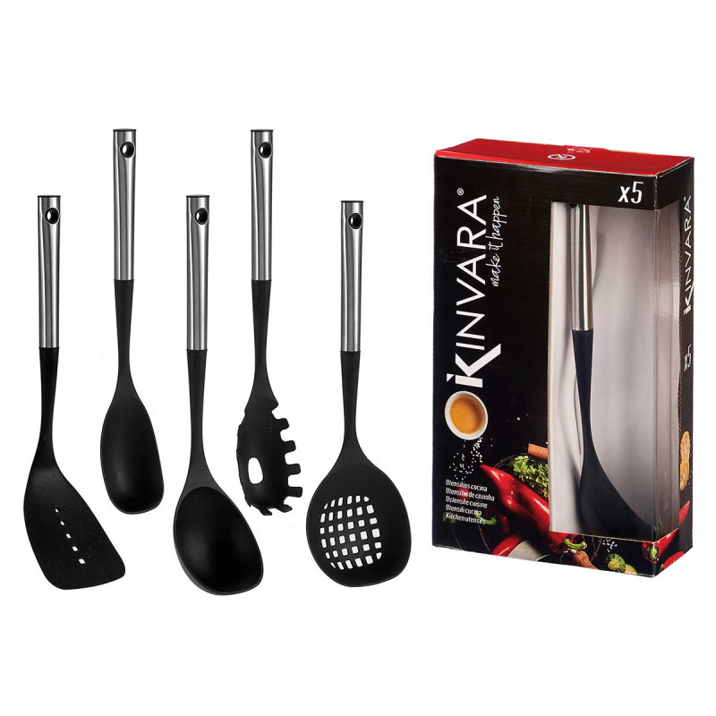 SET 5 UTENSILIOS MANGO ACERO