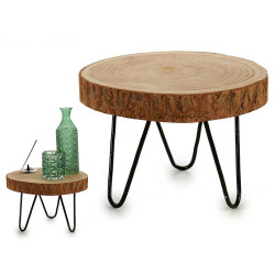MESA MADERA PATAS ACERO DIAM28 H20CM