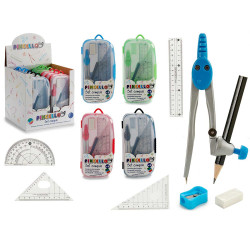 CAJA COMPAS CON LAPIZ GOMA Y REGLAS