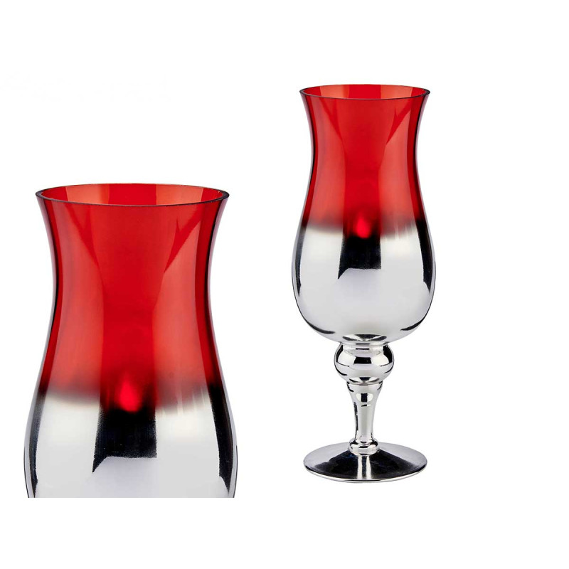 COUPE VERRE ARGENTE ET ROUGE