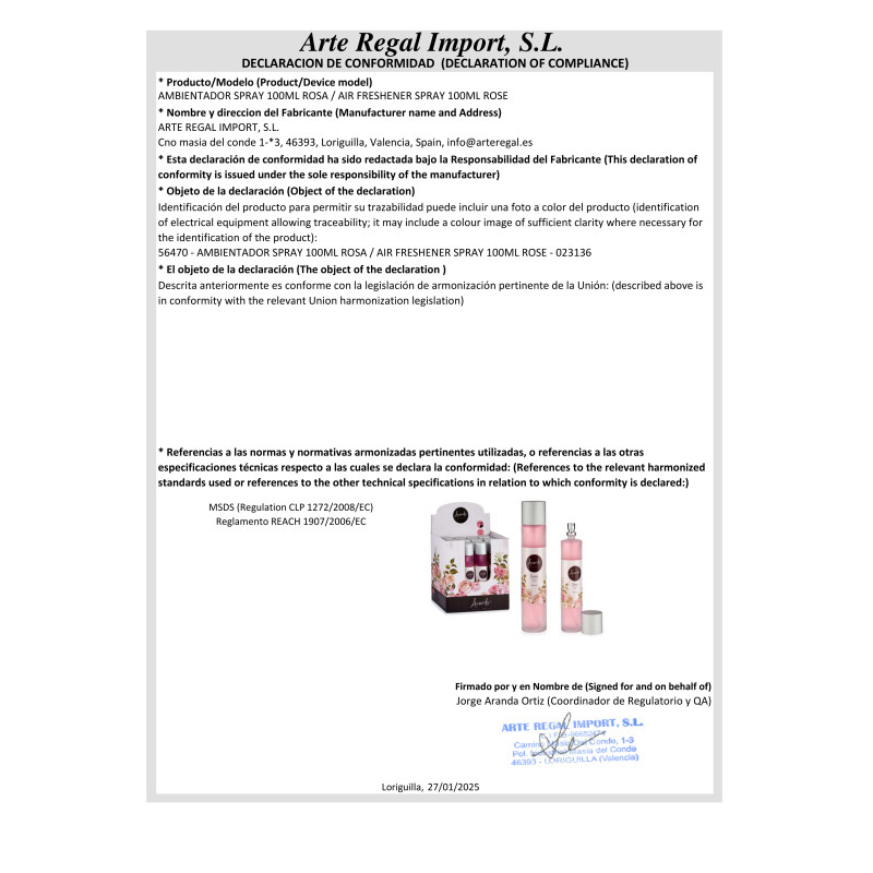 AMBIENTADOR SPRAY 100ML ROSA