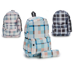 SCHOOL BAG WITH PENCIL CASE SQUARES M3