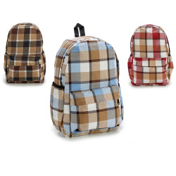 MOCHILA CUADROS SURT 3 COL OSCUROS